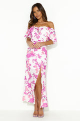 Sending Blooms Off Shoulder Maxi Dress Purple