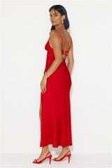 Explain Yourself Satin Maxi Dress Wine