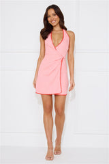 Surfside Halter Linen Blend Mini Dress Pink
