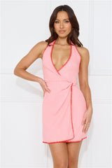 Surfside Halter Linen Blend Mini Dress Pink