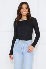 Day To Play Long Sleeve Bodysuit Black