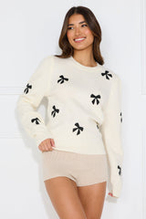 Coquette Chic Knit Sweater Off White