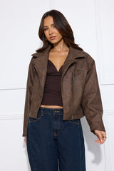 Midnight Rodeo Faux Leather Jacket Brown