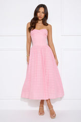 City Of Stars Strapless Embroidered Midi Dress Pink