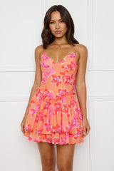 Floral Freshness Mini Dress Orange