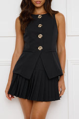 Parisian Poise Pleated Mini Skort Black
