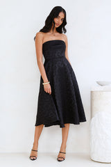 Ink Love Strapless Midi Dress Black