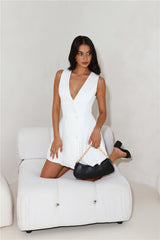 Office Chic Tailored Mini Dress White