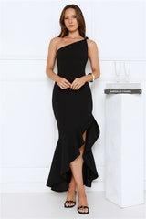 Go To Girl One Shoulder Maxi Dress Black