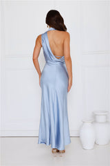 Formal Luxe Satin Maxi Dress Blue