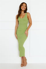 Rotation Ribbed Midi Dress Green