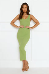 Rotation Ribbed Midi Dress Green