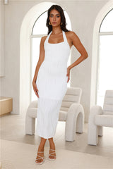 Savannah's Summer Halter Midi Dress White