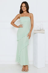 Luxe Minimalist Mesh Maxi Dress Sage