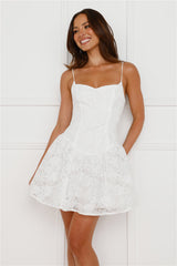 Luna Allure Embroidered Mini Dress White