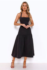 Like Fine Wine Halter Midi Dress Black