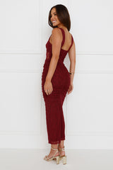 Charmed Evening Mesh Maxi Dress Red