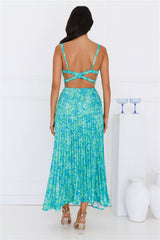 Ember Enchantment Satin Maxi Dress Green
