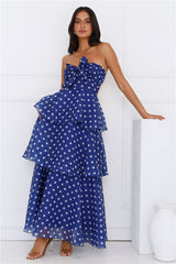 Raining Love Strapless Maxi Dress Navy