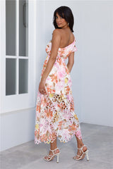 Love From Addison One Shoulder Midi Dress Print
