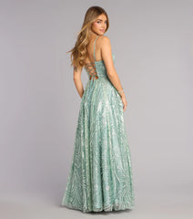 Aria Glitter Sequin Mesh A-Line Gown