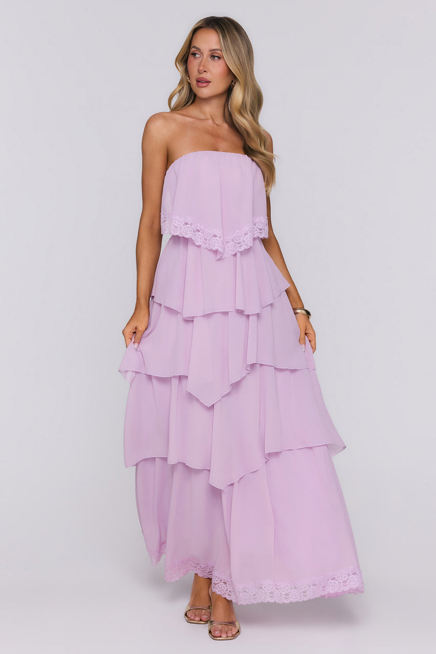 Starlet Season Strapless Maxi Dress Lilac