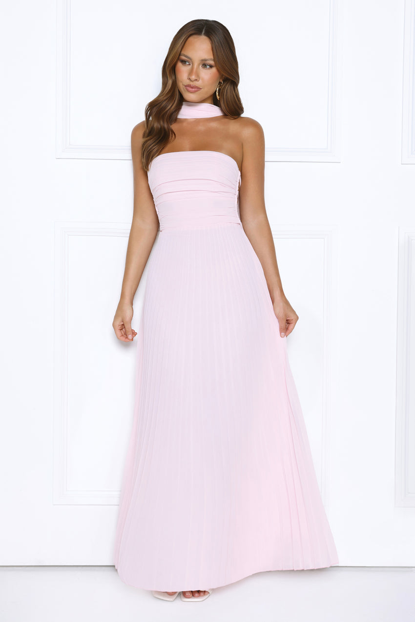 Sugar Babe Strapless Pleated Maxi Dress Pink