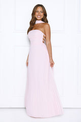 Sugar Babe Strapless Pleated Maxi Dress Pink