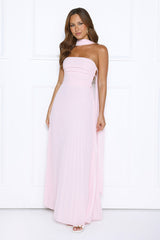 Sugar Babe Strapless Pleated Maxi Dress Pink