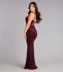 Clara Velvet Mesh Lace-Up Formal Dress