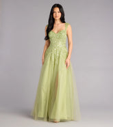 Ashley Applique Lace-Up Tulle Ball Gown