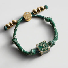Block Party Varsity Number Custom Bracelet - Dark Green Single Digit