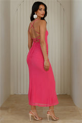 Sultry Steps Mesh Maxi Dress Pink