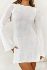 Chicest Vibe Knitted Long Sleeve Mini Dress Cream