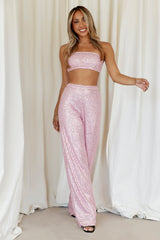 Shimmer Life Sequin Crop Light Pink
