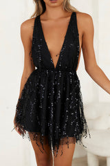 Try Your Luck Sequin Dress Black