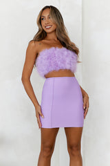 Bring The Extravagance Feather Crop Top Lilac