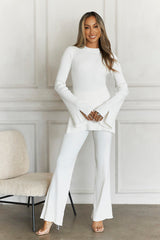 Cozy Holidays Long Sleeve Ribbed Top Cream