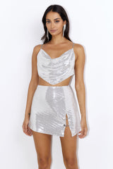 Disco 'Fit Sequin Mini Skirt Silver