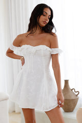 Lasting Impressions Off Shoulder Mini Dress White