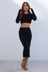 Island At Dusk Midi Skirt Black