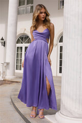 Reveal Your Mind Satin Midi Dress Purple