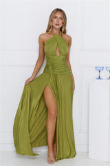 Celebration Of Style Halter Maxi Dress Olive