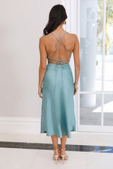 Feel the Glow Satin Midi Dress Teal