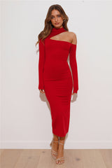 Late But Fashionable Midi Dress Wine