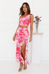 Love Scale Mesh Frill Maxi Skirt Pink