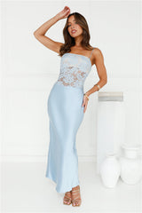 Switch On Satin Maxi Dress Blue