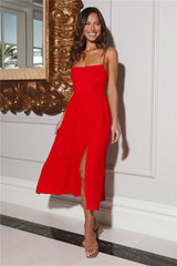 Moody Vibes Midi Dress Red