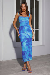 Happiness With You Mesh Maxi Dress Blue