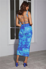 Happiness With You Mesh Maxi Dress Blue